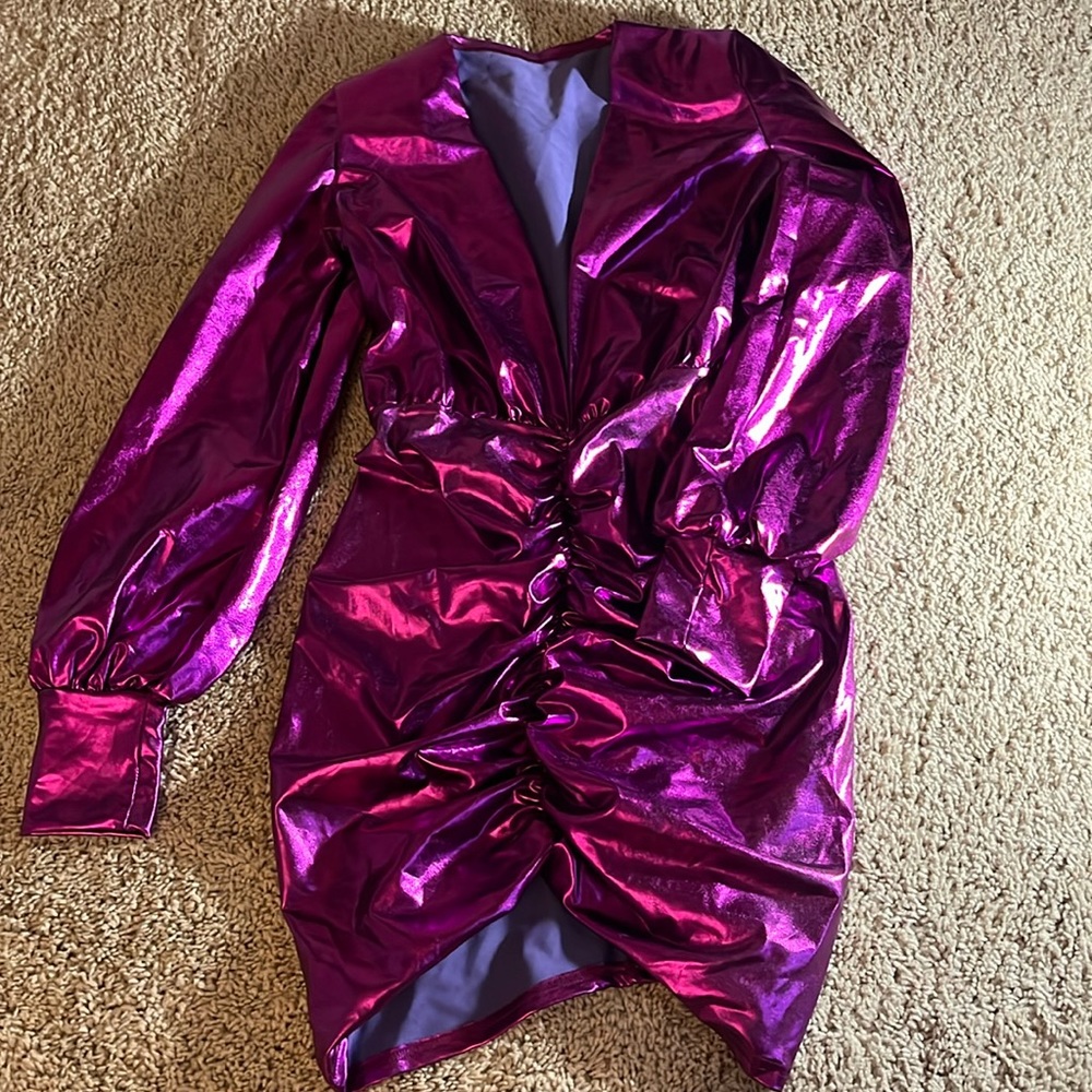 Deep V cut metallic dress from Autty Simone boutique